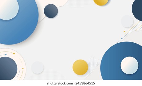 Abstract Colorful Circle Background, Blue Yellow Circle Modern Background, Technology backdrop, Web template