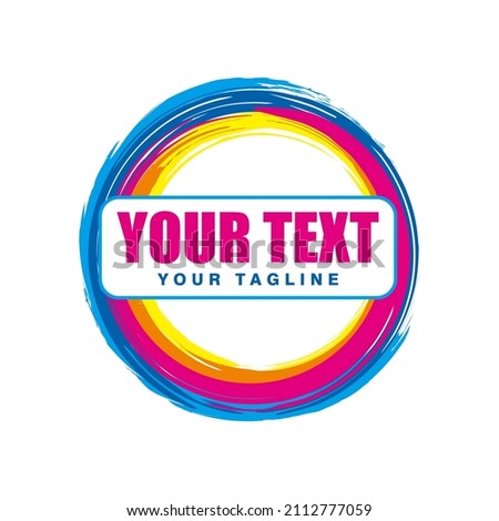 abstract colorful circle brush design, colorful circle brush with copy space for text template vector