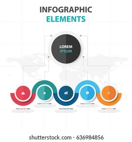 Abstract colorful circle business Infographics elements, presentation template flat design vector illustration for web design marketing advertising