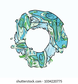 Abstract colorful circle graffity background. Urban style vector illustration for you modern funny design. Round frame or banner with place for text