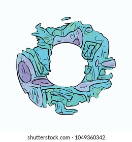 Abstract colorful circle graffity background. Urban style vector illustration for you modern funny design. Round frame or banner with place for text