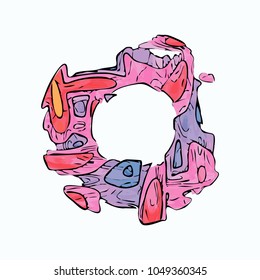 Abstract colorful circle graffity background. Urban style vector illustration for you modern funny design. Round frame or banner with place for text