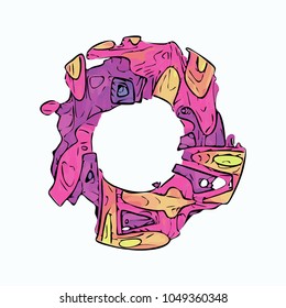 Abstract colorful circle graffity background. Urban style vector illustration for you modern funny design. Round frame or banner with place for text