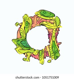 Abstract colorful circle graffity background. Urban style vector illustration for you modern funny design. Round frame or banner with place for text