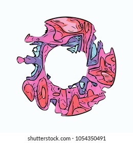 Abstract colorful circle graffity background. Urban style vector illustration for you modern funny design. Round frame or banner with place for text