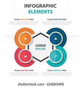 Abstract colorful circle hexagon business timeline Infographics elements, presentation template flat design vector illustration for web design marketing advertising
