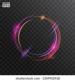 Abstract Colorful Circle Light Frame vector background