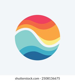 Abstract colorful circle logo design. Modern and stylish abstract logo design with a circular shape and a colorful wave pattern. Perfect for branding and identity purposes.