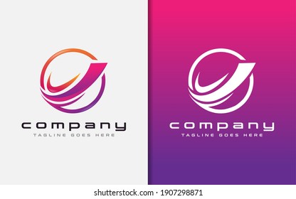  Resumen Logotipo de círculo colorido con combinación de líneas nítidas. Usable Para Empresas, Comunidad, Fundación, Tecnología, Empresa De Servicios. Ilustración del diseño del logotipo vectorial