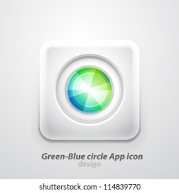 Abstract colorful circle on white square shape. Mobile app icon