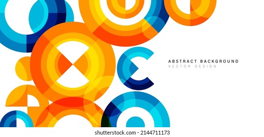 Abstract colorful circle shape vector background. Modern multicolored round geometric shape elements. Minimalist graphic design with space for your text. Vector illustration