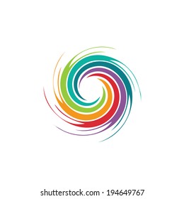 Abstract colorful circle swirl image logo. Concept of hurricane, twister, tornado. Vector icon.