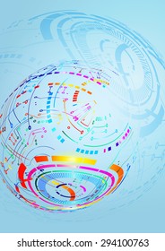Abstract Colorful Circle Technology Background, Vector Illustration