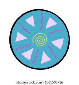 Abstract colorful circle vector. A decorative round shape element with ornament. Ethnic pattern. Multicolored symbol for design