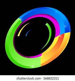 Abstract Colorful Circle Vector Shape on Black Background