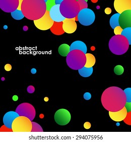 Abstract colorful circles background on black. Vector illustration. Eps 10