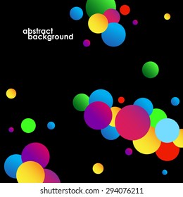 Abstract colorful circles background on black. Vector illustration. Eps 10
