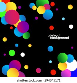 Abstract colorful circles background on black. Vector illustration. Eps 10