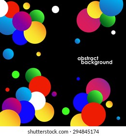 Abstract colorful circles background on black. Vector illustration. Eps 10