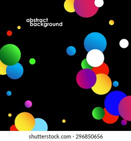 Abstract colorful circles background on black. Vector illustration. Eps 10