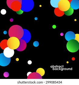 Abstract colorful circles background on black. Vector illustration. Eps 10