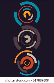 Abstract colorful circles background. Retro vector illustration.