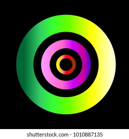 abstract colorful circles with black background, glow spin neon abstract backdrop, vector illustration, joyful design for your idea