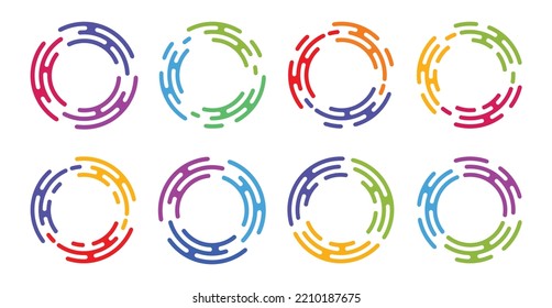 Abstract colorful circles. Borders, frames, shapes. Abstract lines in circle form, design element. Round geometric shape. Vector Illustration