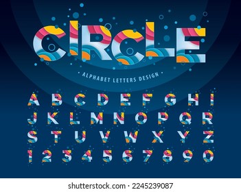 Abstract Colorful Circles inside Alphabet Letters, numbers, Modern Color Circle Fonts, Bubble style alphabet letters set design for Celebrate, Party, Fashion. Festival, globe, planet, earth, Fun Fair