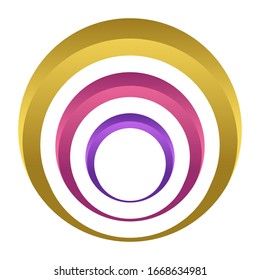 Abstract Colorful Circles. Multicolor Rings Isolated On White Background. Concentric Volume Circles, Rings. Abstract Design Elements. Infographic Example. Vector Illustration.