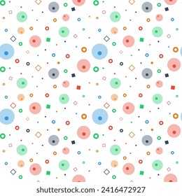 Abstract colorful circles on white background seamless pattern