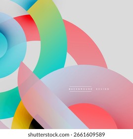 Abstractas círculos de colores se superponen creando un efecto visual dinámico. Los Elementos de diseño modernos sugieren creatividad, energía, positividad.