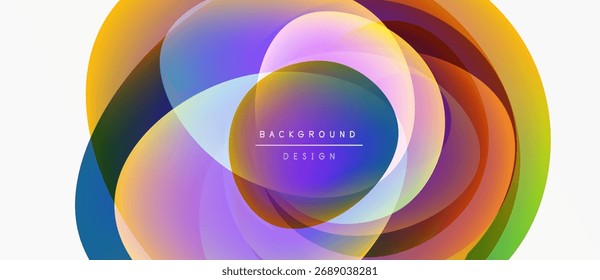 Abstract colorful circles overlap creating dynamic visual effect. Background features gradients, text reads background design.