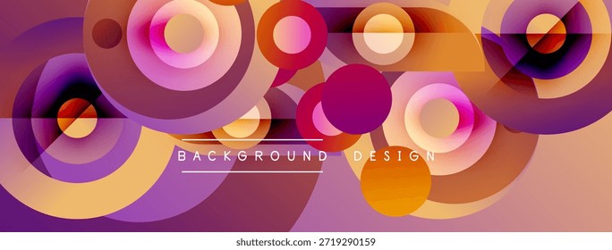 Os círculos coloridos abstratos se sobrepõem criando uma textura visual dinâmica. A mistura de sombras de gradiente, formando um design de plano de fundo moderno.