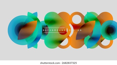 Abstractas círculos de colores se superponen. Los tonos degradados crean un efecto visual moderno. Diseño minimalista adecuado para fondos, presentaciones.