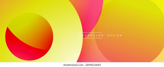 Círculos coloridos abstratos se sobrepõem. As sombras de gradiente criam um efeito visual dinâmico. Elemento de design moderno para fundos, apresentações.