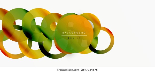Abstract colorful circles overlap. Gradient shades create dynamic visual effect. Modern design element for backgrounds, presentations.