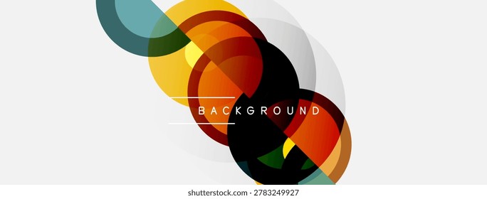 Abstract colorful circles overlap. Modern design elements create dynamic visual impact. Background features text label.