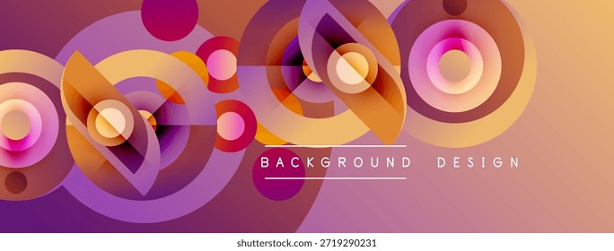 Abstract colorful circles, overlapping shapes create dynamic gradient background. Modern design elements suggest creativity, energy.