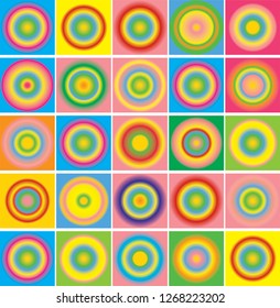abstract colorful circles pattern background. set of gradient colors with circles. vector illustration. set of gradients colors with circles shapes.