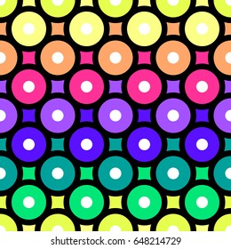 Abstract colorful circles seamless geometric pattern in vector on isolated background