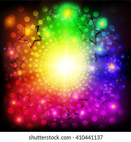 Abstract colorful circles shining background. Vector illustration