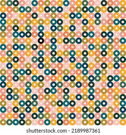 Abstract colorful circles, vector seamless geometric pattern