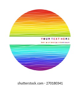 Abstract colorful circular background for your design. Stylized rainbow background with horizontal stripes.
