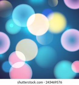 Abstract colorful circular bokeh background. Vector illustration. 