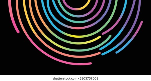 Abstract Colorful Circular Line Pattern Background With Vibrant Neon Curves Modern Geometric Design Dynamic Technology Inspired Artwork Creative Decorative Template For Digital And Print Projects
