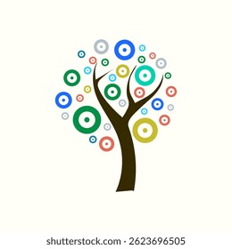 Abstract Colorful Circular Tree Logo Design Concept