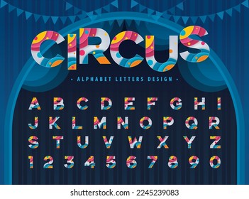 Abstract Colorful Circus inside Alphabet Letters and numbers, Modern Color Circles Fonts, Bubble style alphabet letters set design for Celebrate, Festival, Entertainment, globe, planet, Fun Fair, show