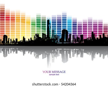 Abstract colorful city background. Vector.