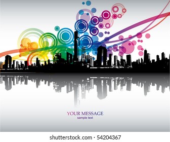 Abstract colorful city background. Vector.